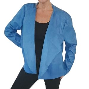 INC International Concepts Waterfall Open Front Faux Leather Jacket Size XXL